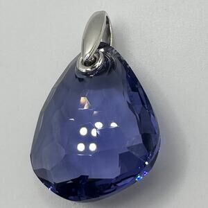 Swarovski Swan silver tone purple blue indigo Austrian crystal pendant